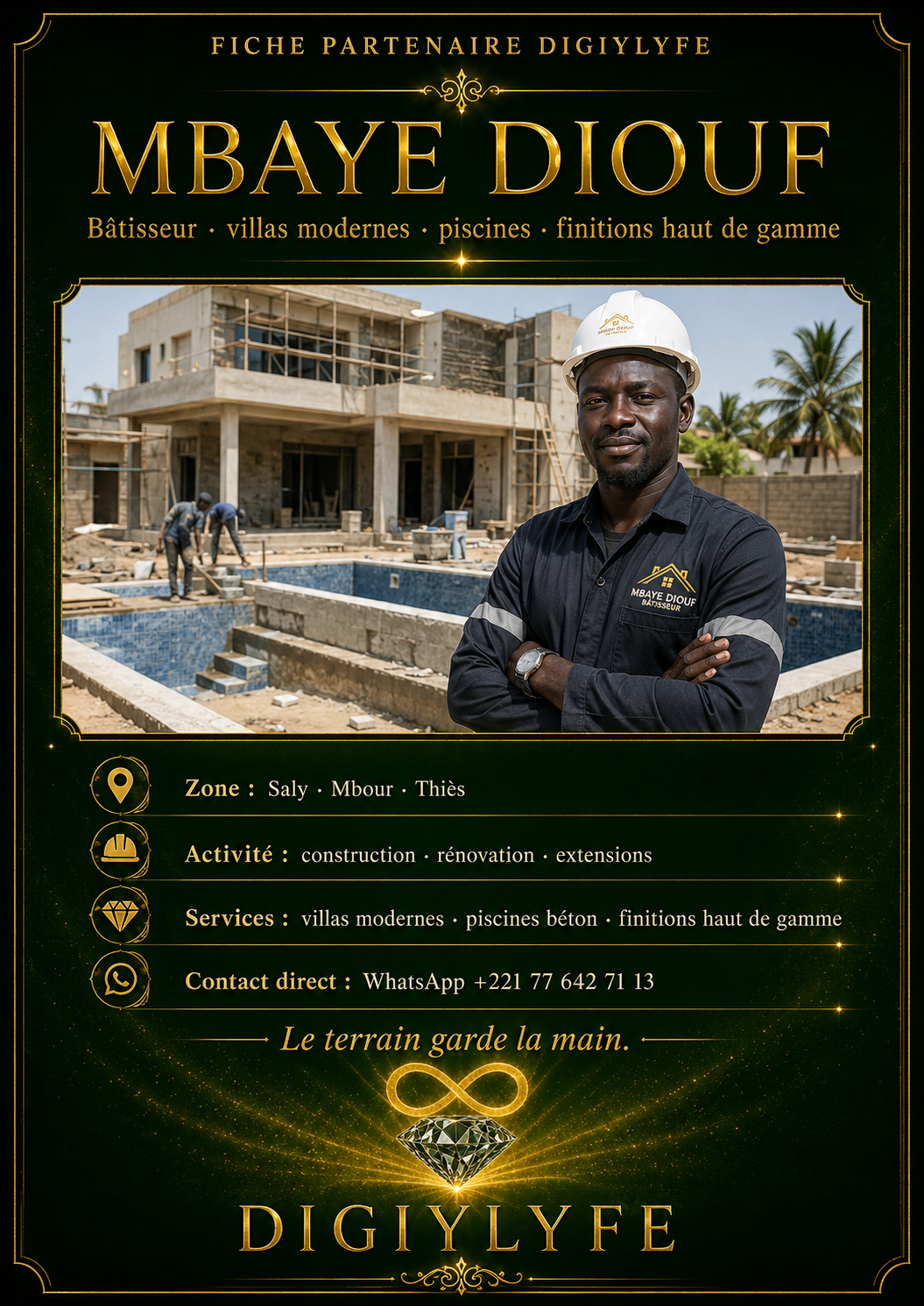 Mbaye Diouf — bâtisseur villas et piscines